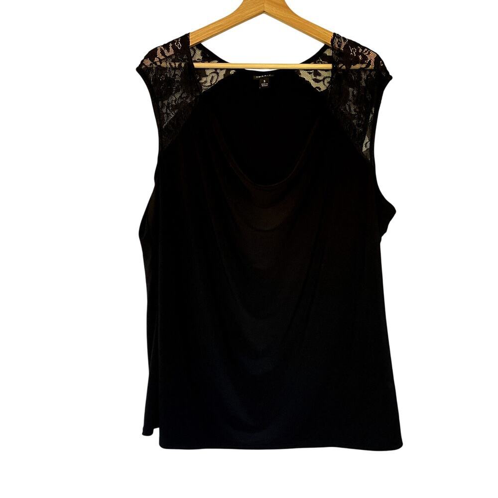 Torrid black cowl neck sleeveless blouse women's size 22 top lace detail
